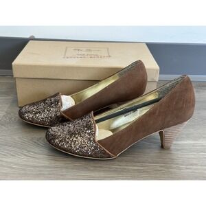 Matt Bernson, Brown/Cognnac Suede & Glitter Toe Pump, Womens‎ Size 8